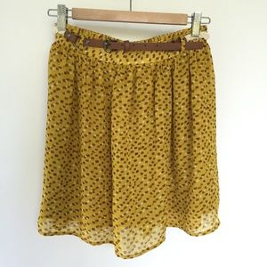 Mossimo dots Yellow Chiffon Circle Belt Skirt M